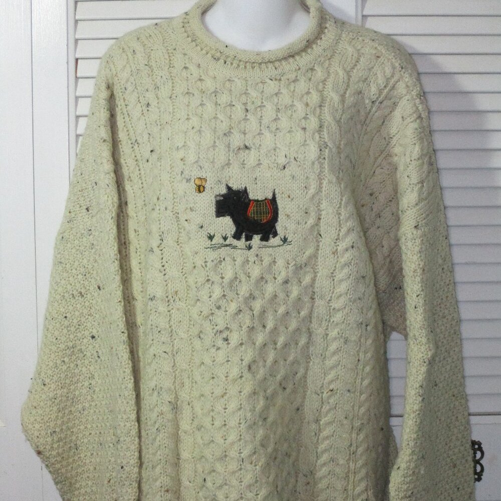 Highland Home Industries Scottie Dog Chunky Cable Sweater 2XL